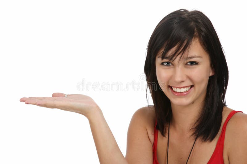 Ragazza e mano sorridenti graziose fotografia stock libera da diritti Ragazza e mano sorridenti graziose fotografia stock libera da diritti