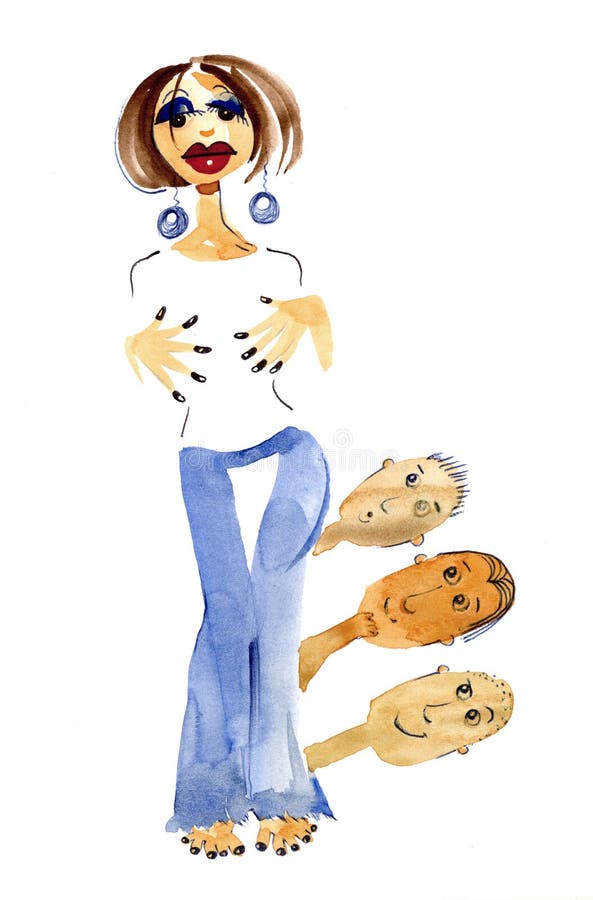 Ragazza ed uomini svegli illustrazione vettoriale Ragazza ed uomini svegli illustrazione vettoriale