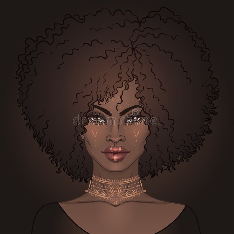 Ragazza graziosa afroamericana Illustrazione di vettore della donna di colore