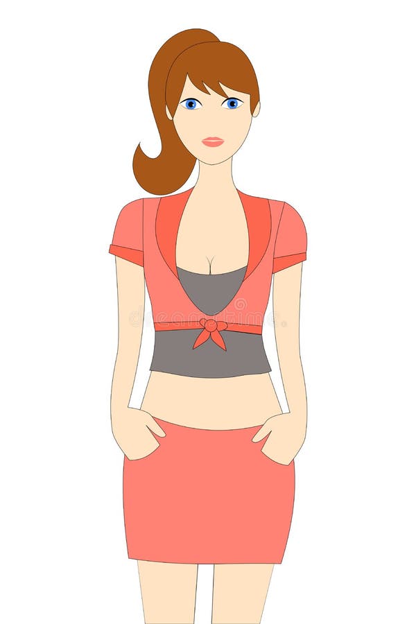 Ragazza graziosa che dura in vestiti rosa, su fondo bianco royalty illustrazione gratis Ragazza graziosa che dura in vestiti rosa, su fondo bianco royalty illustrazione gratis