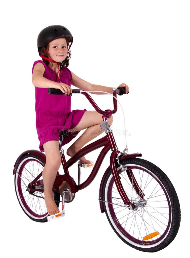 Ragazza sulla sua bicicletta fotografia stock libera da diritti