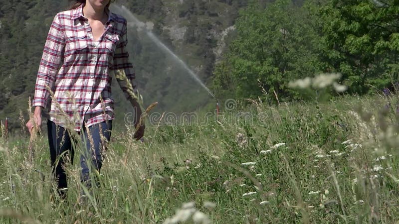 Ragazza sveglia che cammina nella campagna