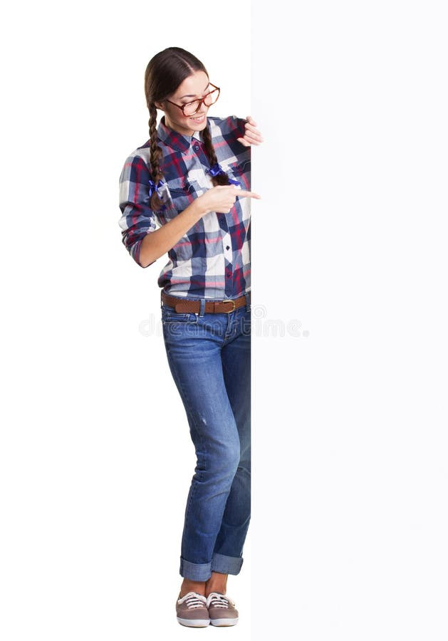 Ragazza teenager con il cartello fotografia stock Ragazza teenager con il cartello fotografia stock