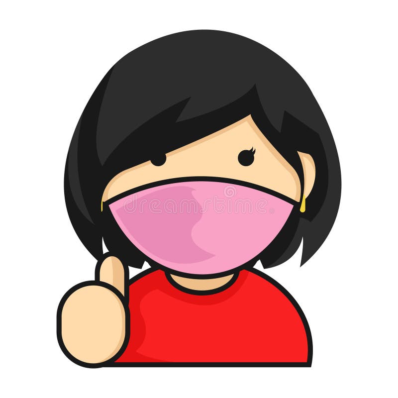 Ragazze asiatiche indossano una maschera royalty illustrazione gratis