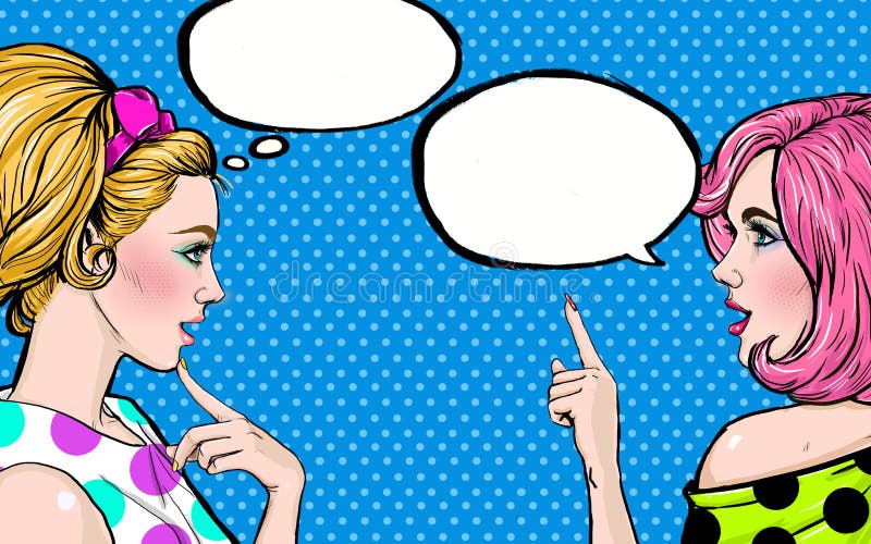 Ragazze di Pop art con il fumetto Invito del partito Cartolina d'auguri di compleanno Manifesto d'annata di pubblicità Ragazze di Pop art con il fumetto Invito del partito Cartolina d'auguri di compleanno Manifesto d'annata di pubblicità