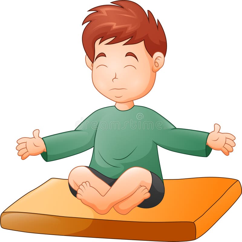 Ragazzino che fa posa di yoga su fondo bianco illustrazione di stock Ragazzino che fa posa di yoga su fondo bianco illustrazione di stock