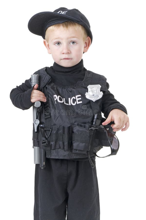 Sweet child dressed up in police man costume. Sweet child dressed up in police man costume