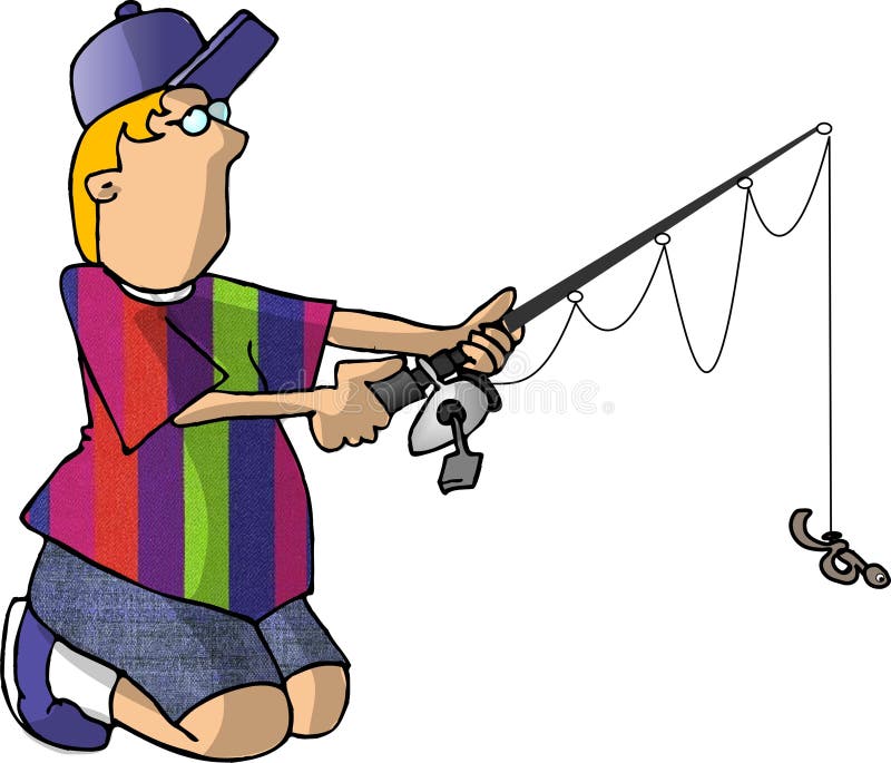 Ragazzo che pesca 2 illustrazione di stock Ragazzo che pesca 2 illustrazione di stock
