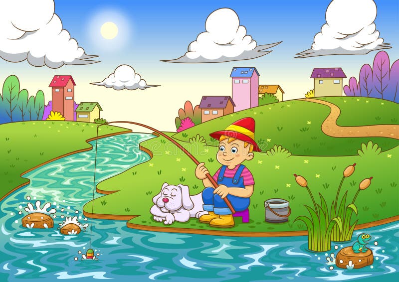 Ragazzo di pesca illustrazione di stock Ragazzo di pesca illustrazione di stock