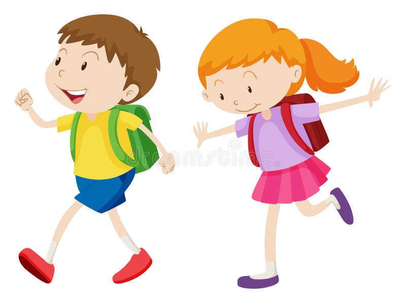 Ragazzo e ragazza che si dirigono alla scuola royalty illustrazione gratis Ragazzo e ragazza che si dirigono alla scuola royalty illustrazione gratis