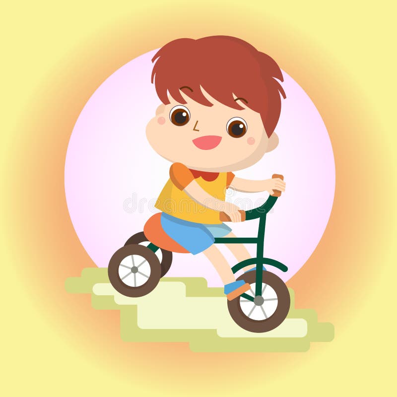 Ragazzo sulle grande del fumetto della mascotte della bici per qualsiasi uso Vettore eps10 illustrazione vettoriale