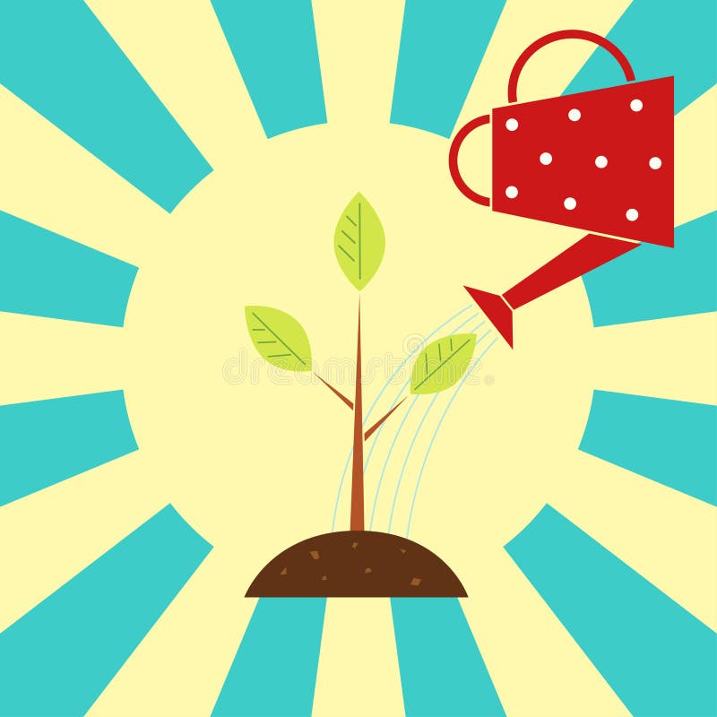 Raggi d'innaffiatura del sole dell'albero illustrazione di stock Raggi d'innaffiatura del sole dell'albero illustrazione di stock
