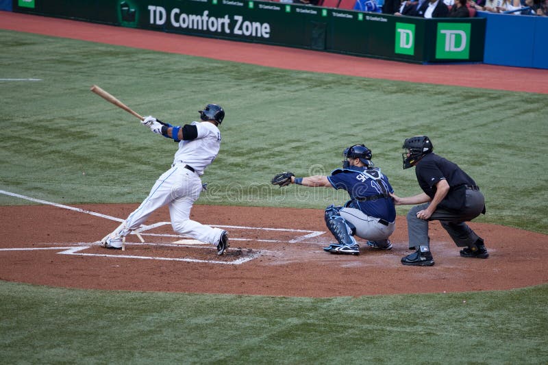 TORONTO â€“ MAY 19: Toronto Blue Jays' player Yunel Escobar at bat in a MLB game against the Tampa Bay Rays at Rogers Centre on May 19, 2011 in Toronto. Toronto won 3-2. TORONTO â€“ MAY 19: Toronto Blue Jays' player Yunel Escobar at bat in a MLB game against the Tampa Bay Rays at Rogers Centre on May 19, 2011 in Toronto. Toronto won 3-2.