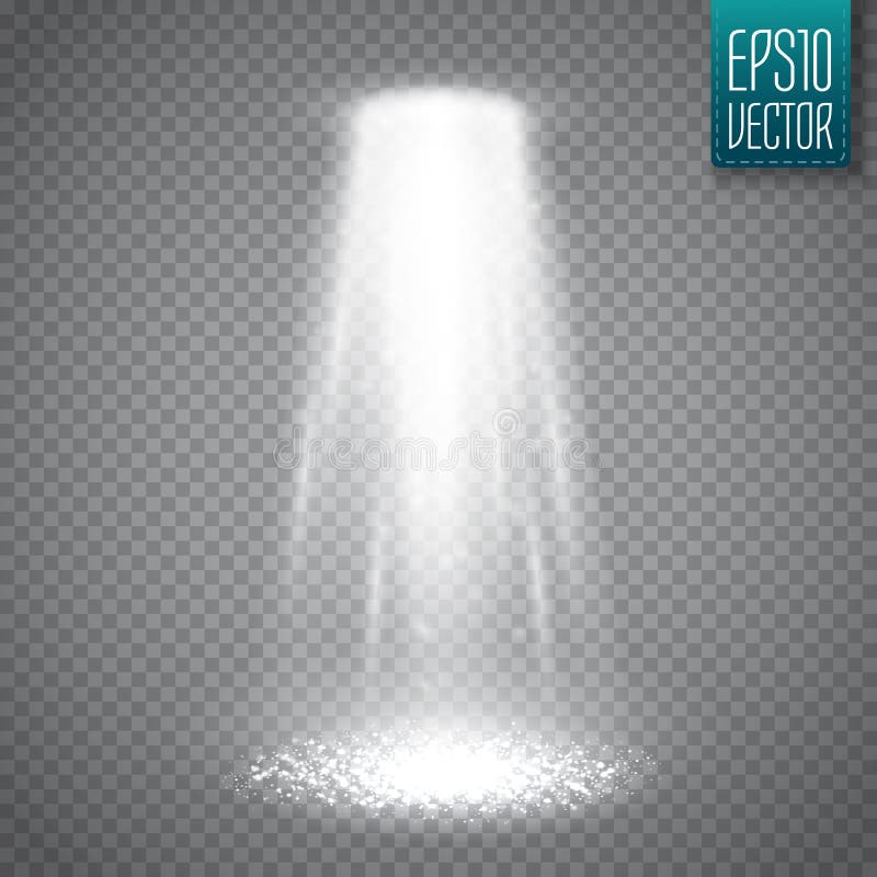 Raggio luminoso del UFO isolato sul fondo del transparnt Vettore illustrazione di stock