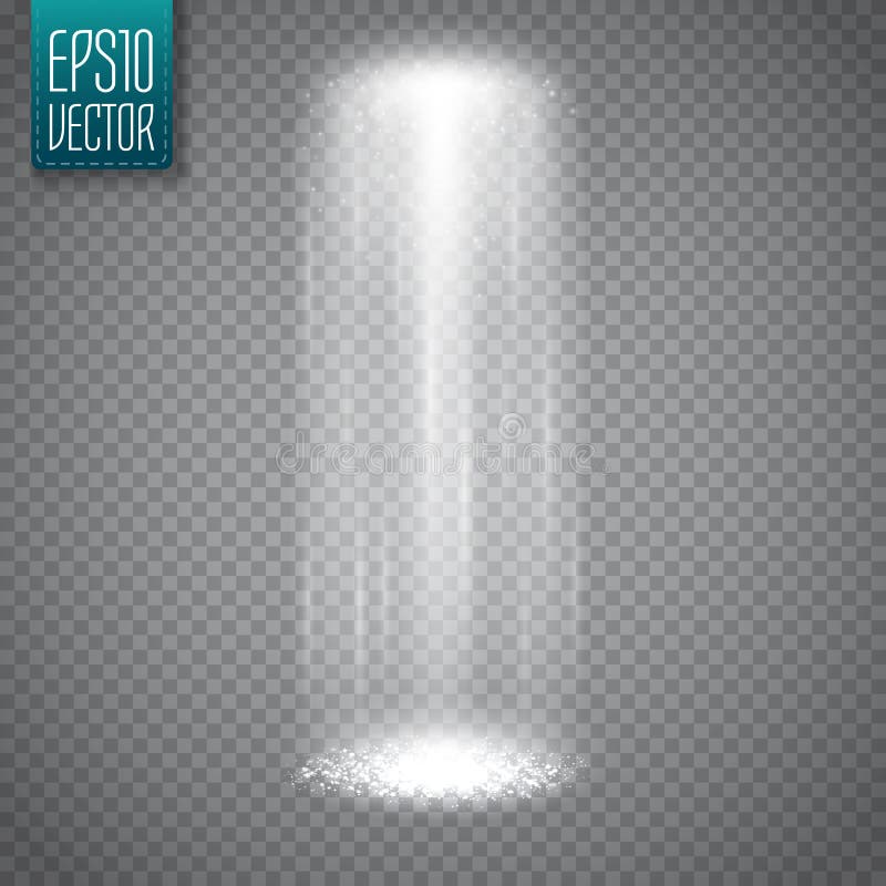 Raggio luminoso del UFO su fondo trasparente Riflettore magico Vettore royalty illustrazione gratis