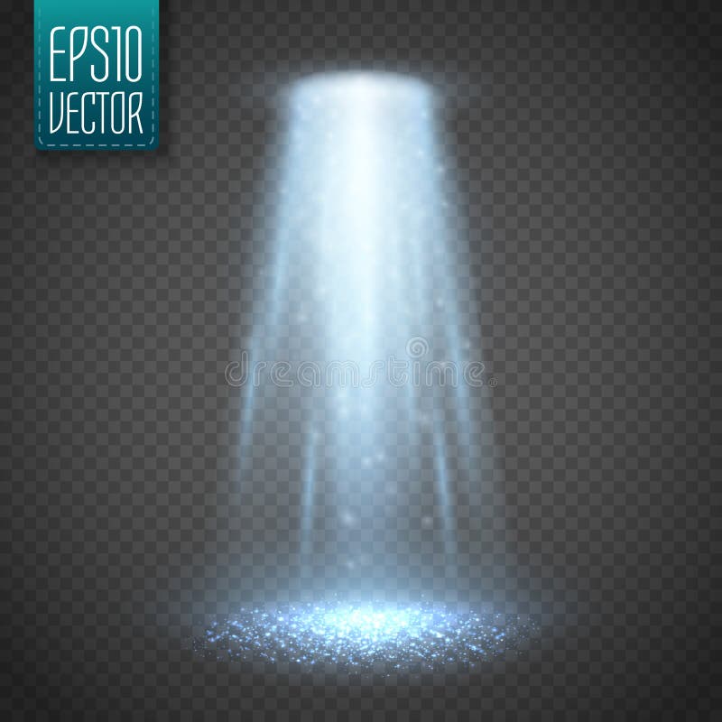 Raggio luminoso del UFO sul fondo del transparnt Vettore royalty illustrazione gratis