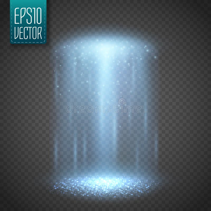 Raggio luminoso del UFO sul fondo del transparnt Vettore royalty illustrazione gratis