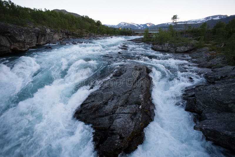Raging river in mountain plateau Valdresflye, Jotunheimen stock image Raging river in mountain plateau Valdresflye, Jotunheimen stock image