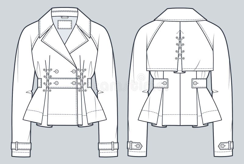 Raglan Sleeve Jacket Technical Fashion Illustration. Cropped Trench ...