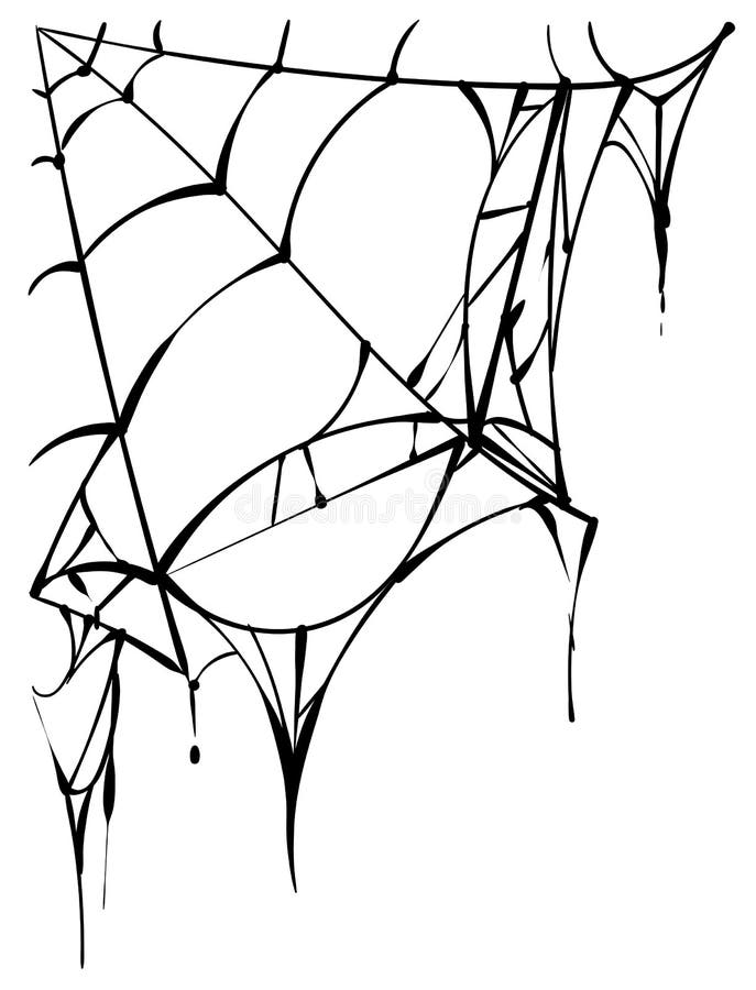 Ragnatela lacerata nera su fondo bianco illustrazione di stock Ragnatela lacerata nera su fondo bianco illustrazione di stock
