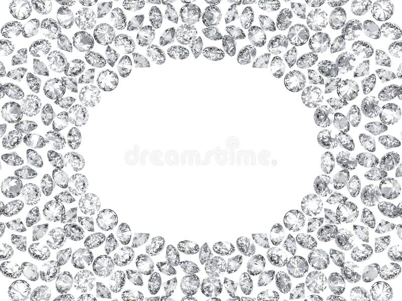 3d scattering of diamonds frame on white backgrounds. 3d scattering of diamonds frame on white backgrounds