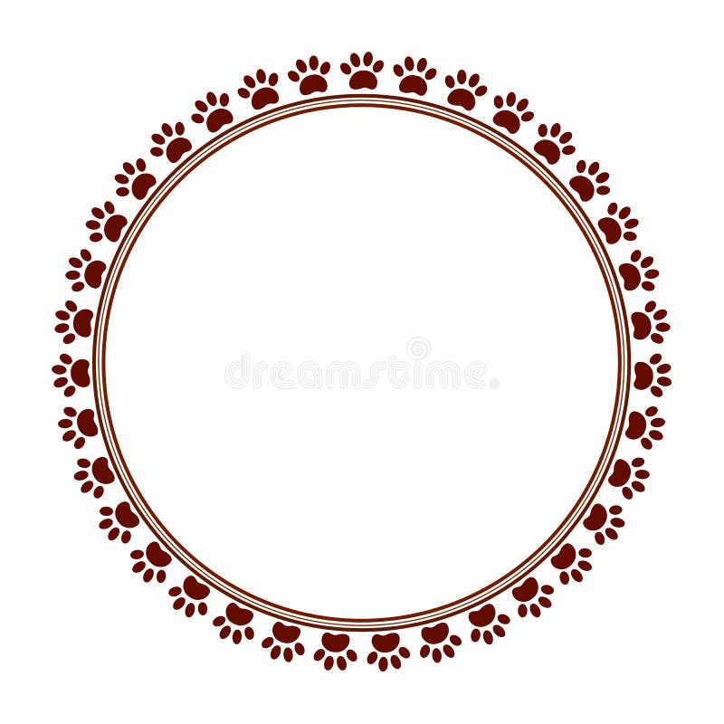Rahmen-Vektorbild Brown-Pfotenabdrücke tierisches rundes stock abbildung Rahmen-Vektorbild Brown-Pfotenabdrücke tierisches rundes stock abbildung
