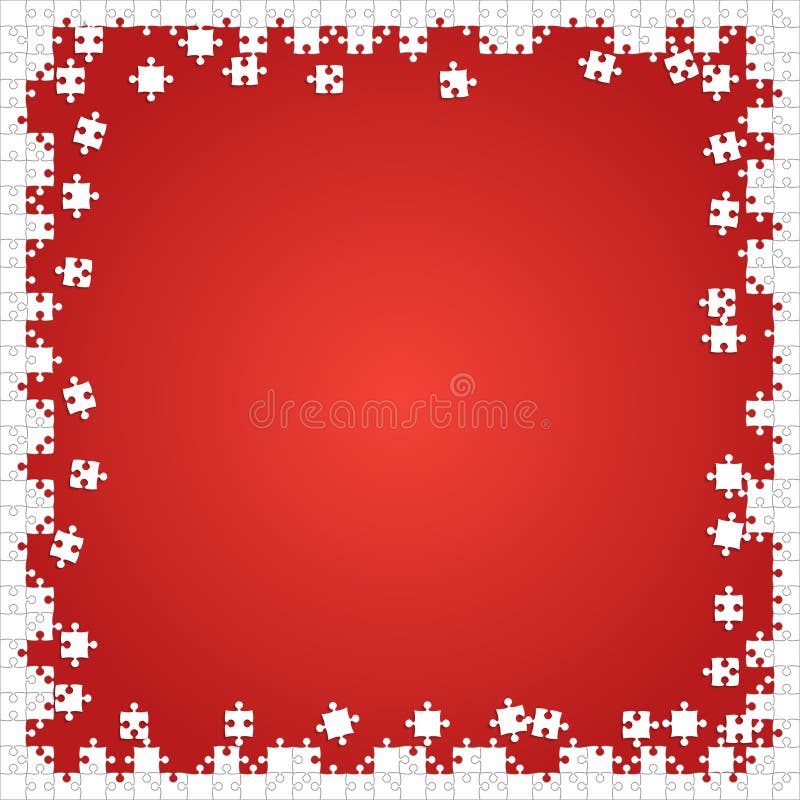 Rahmen-weiße Puzzlespiel-Stück-rot- Vektor-Laubsäge stock abbildung Rahmen-weiße Puzzlespiel-Stück-rot- Vektor-Laubsäge stock abbildung