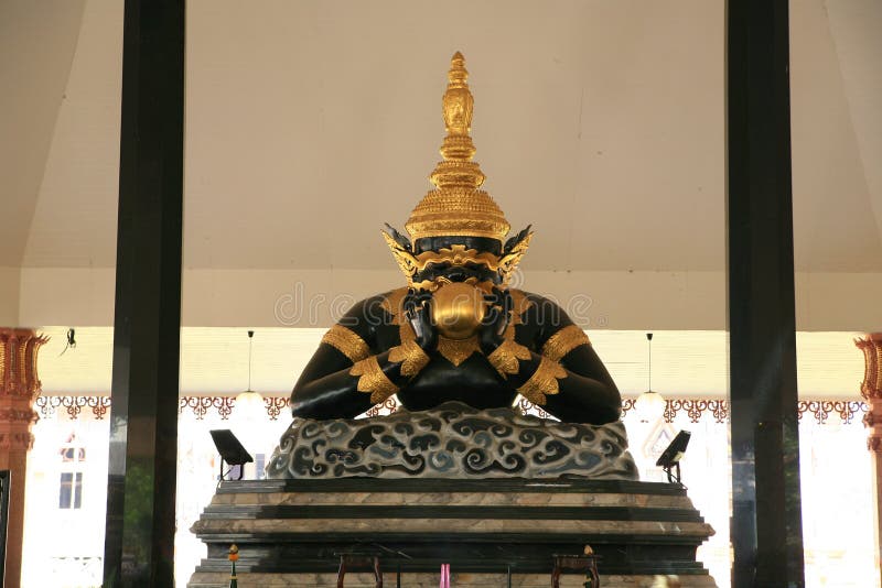 In Hindu mythology, Rahu is a snake that swallows the sun or the moon causing eclipses. He is depicted in art as a dragon with no body riding a chariot drawn by eight black horses. Rahu is one of the navagrahas (nine planets) in Vedic astrology. The Rahu kala is considered inauspicious. According to legend, during the Samudra manthan, the asura Rahu drank some of the divine nectar. But before the nectar could pass his throat, Mohini (the female avatar of Vishnu) cut off his head. The head, however, remained immortal. It is believed that this immortal head occasionally swallows the sun or the moon, causing eclipses. Then, the sun or moon passes through the opening at the neck, ending the eclipse.