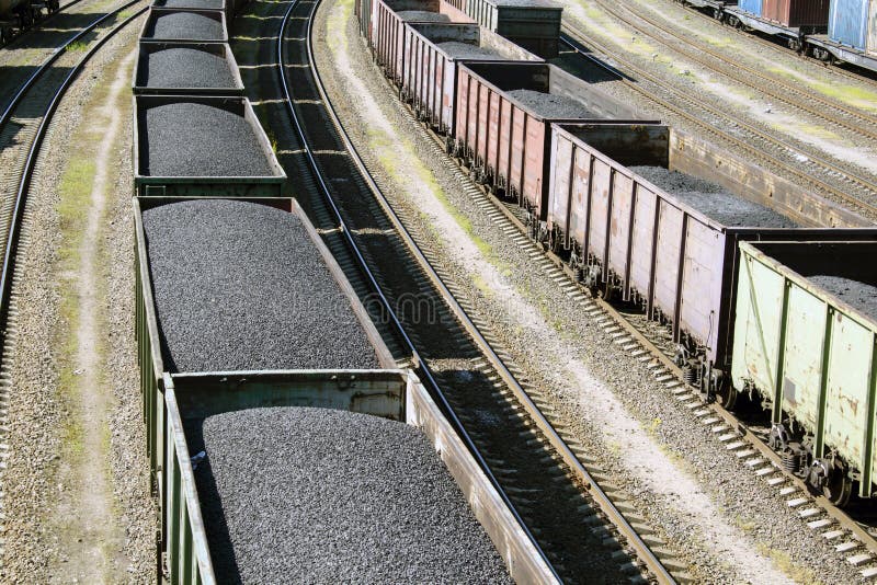 Rail Cars Loaded with Coal. Stock Photo Image of carriage,