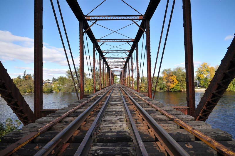 Rail length across the river on steel bridge