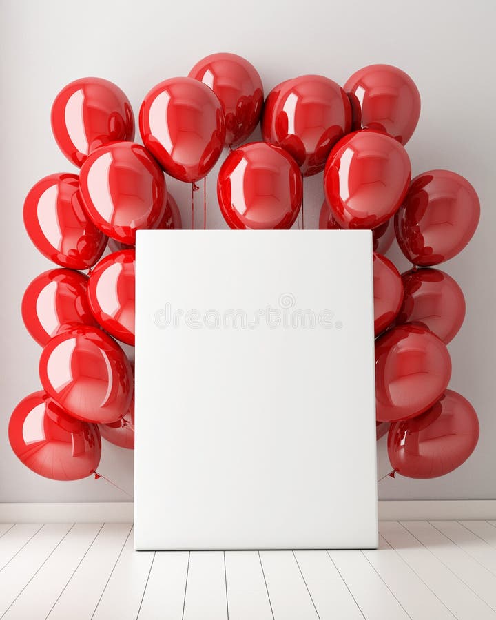 Raillez vers le haut de l'affiche à l'arrière-plan intérieur avec les ballons rouges, illustration stock Raillez vers le haut de l'affiche à l'arrière-plan intérieur avec les ballons rouges, illustration stock