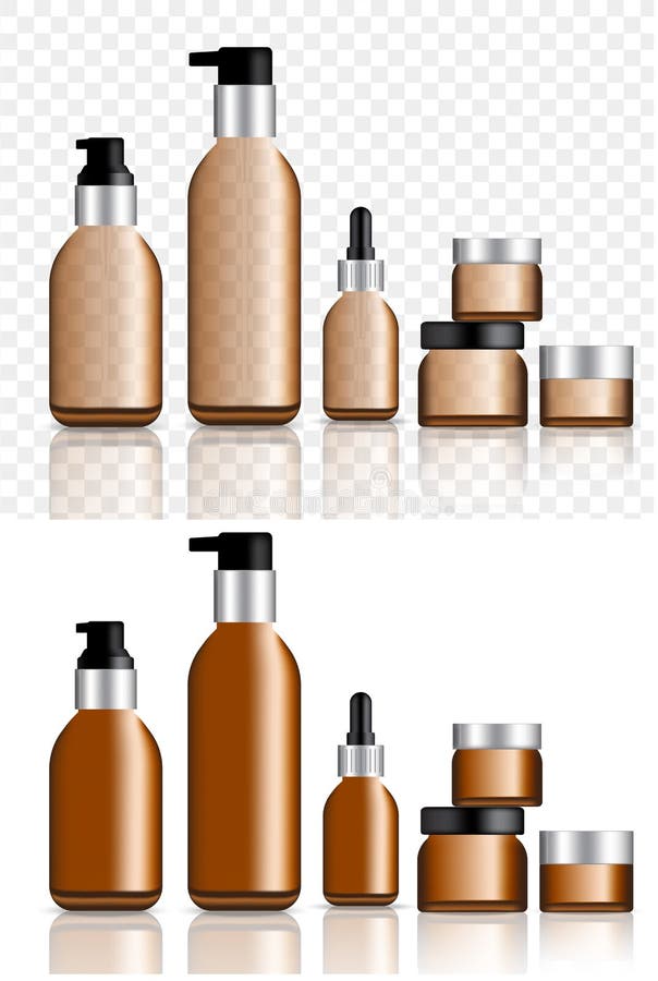 Raillez vers le haut du cosmétique réaliste, du pétrole, du savon, des bouteilles ambres et noires de lotion et du compte-gouttes illustration de vecteur Raillez vers le haut du cosmétique réaliste, du pétrole, du savon, des bouteilles ambres et noires de lotion et du compte-gouttes illustration de vecteur