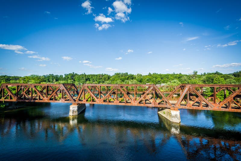Railroad bridge over the Merrimack River, in Hooksett, New Hampshire.