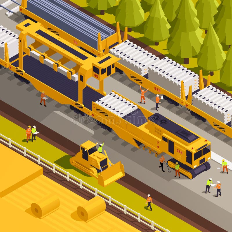 Railroad Construction Site Composition royalty free illustration