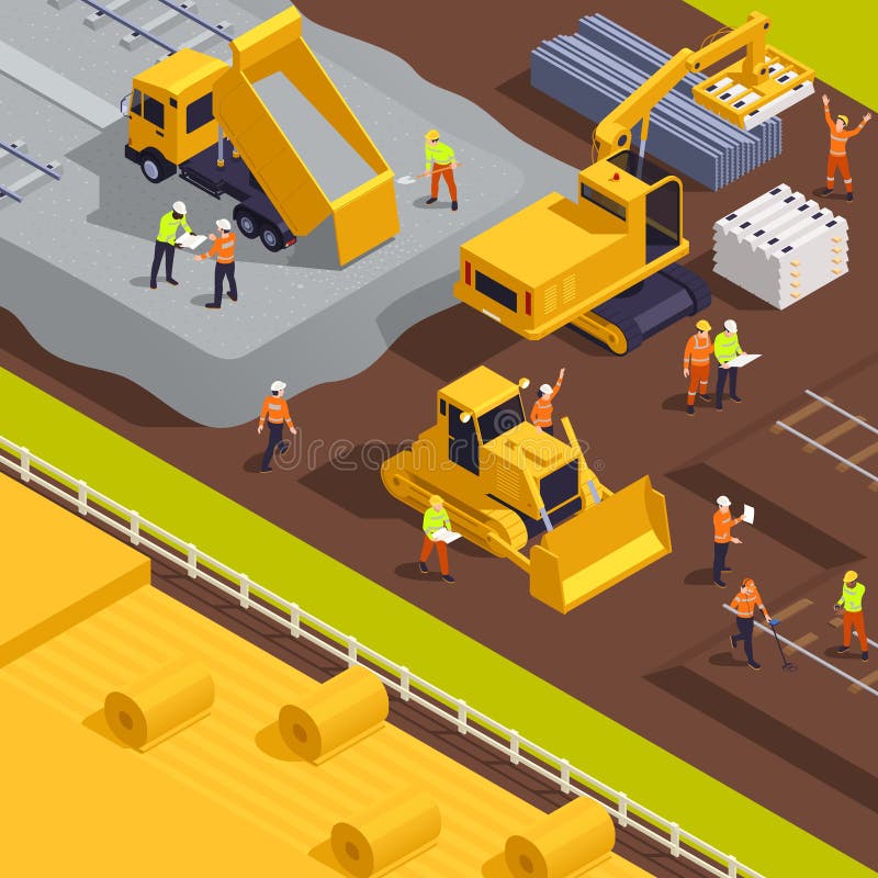 Railroad Construction Site Composition royalty free illustration