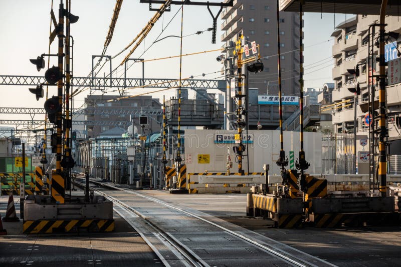 Railroad Crossing, Kawasaki Japan Editorial Photo Image of landscape