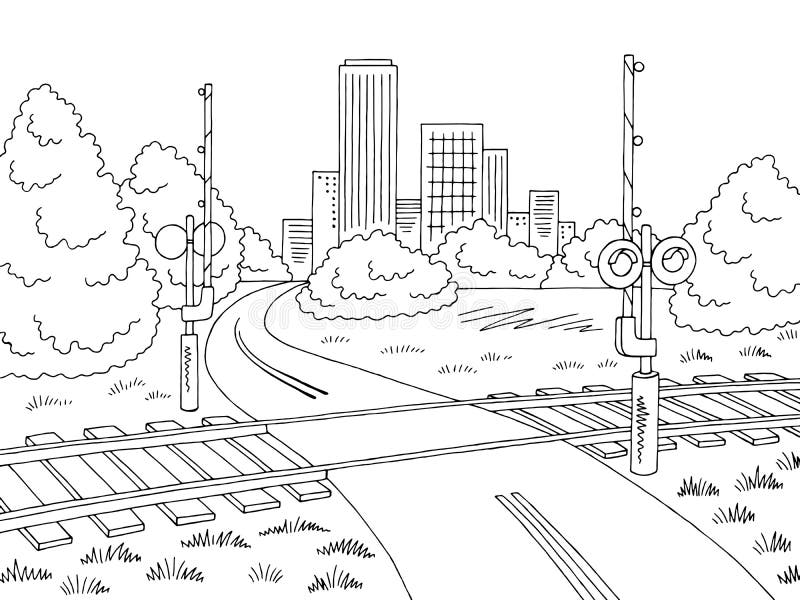 Railroad Crossing Sign Coloring Page