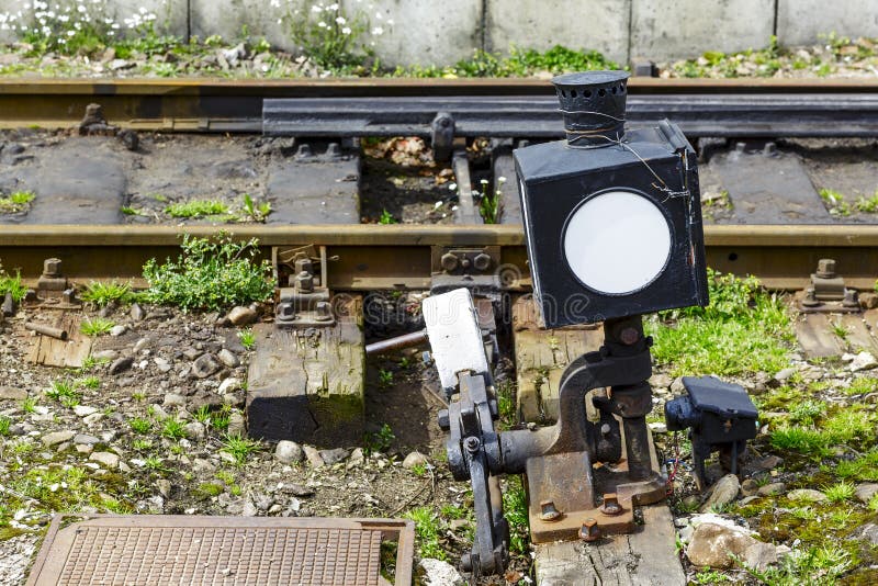 Railroad switch. Hand-operated railroad switch somewhere between the tracks royalty free stock photography Railroad switch. Hand-operated railroad switch somewhere between the tracks royalty free stock photography