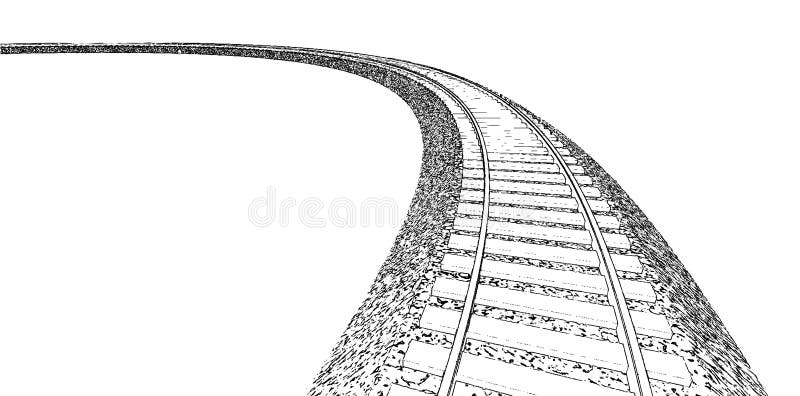 Railroad track silhouettes. Railway tracks cartoon