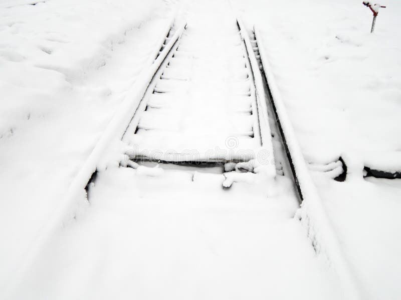 Railroad Tracks Covered with Snow after a Snowfall Stock Image - Image ...