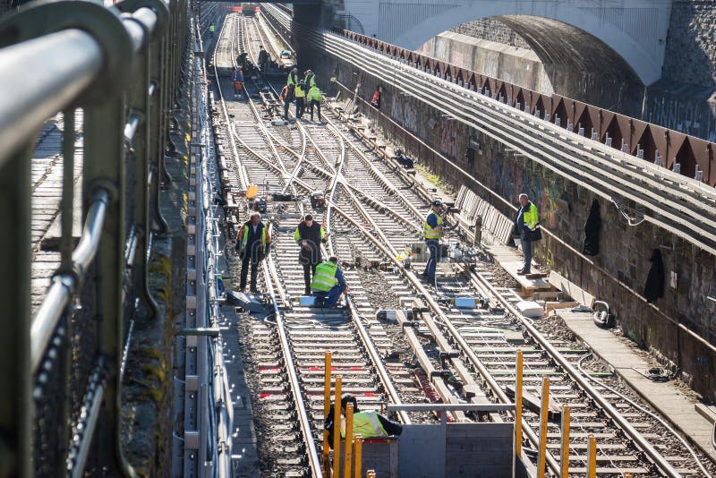 Railroad works on metro tracks royalty free stock photo Railroad works on metro tracks royalty free stock photo