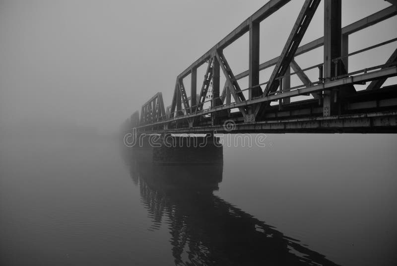 Railway Bridge in the Fog royalty free stock photography Railway Bridge in the Fog royalty free stock photography