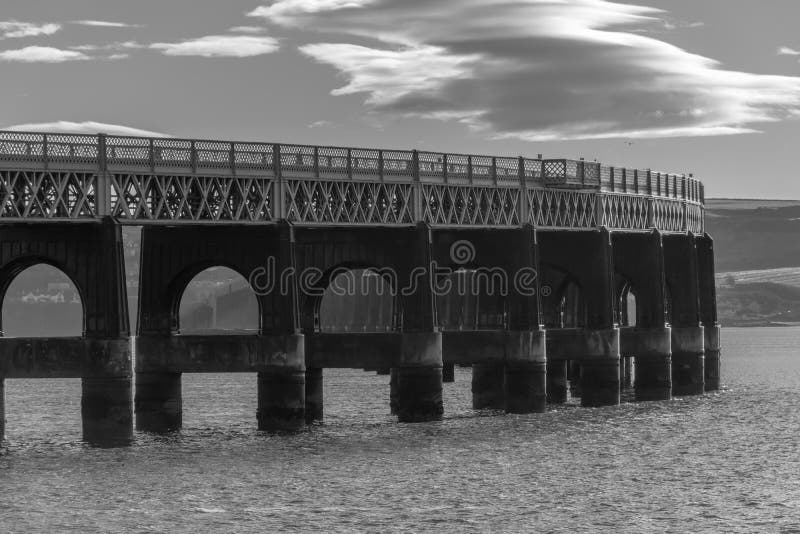 Railway Bridge Over the River Tay in the UK Stock Image Image of