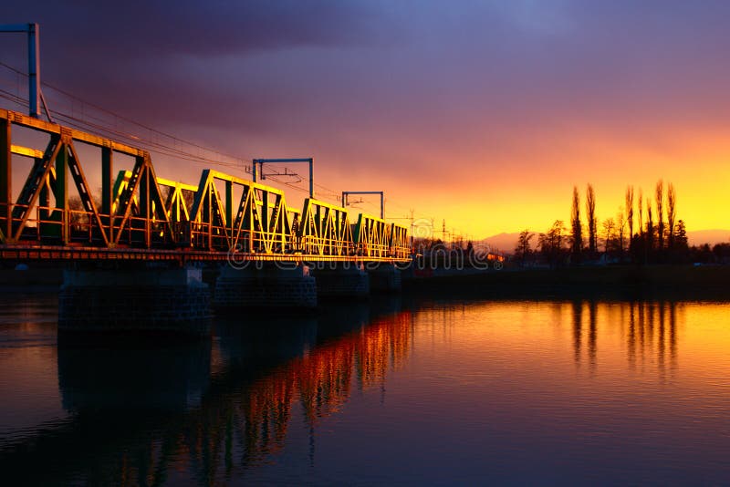 Railway Bridge At The sunset stock photos Railway Bridge At The sunset stock photos