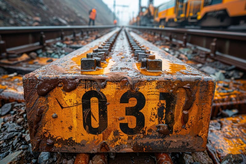 Railway construction and installation of tracks equipment and infrastructure for rail laying royalty free illustration
