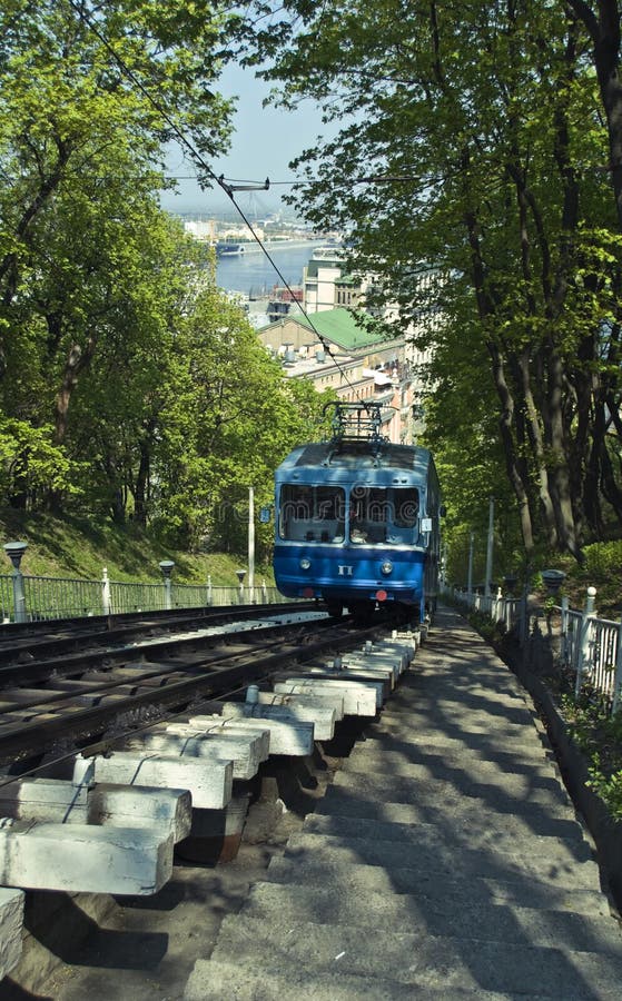 Railway funicular at winter.