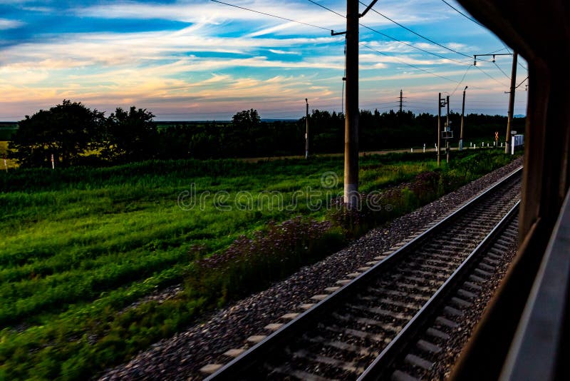Railway from the Window of the Train Car Stock Image Image of luxury