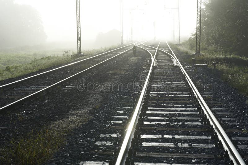 Railway Line in the morning stock photos