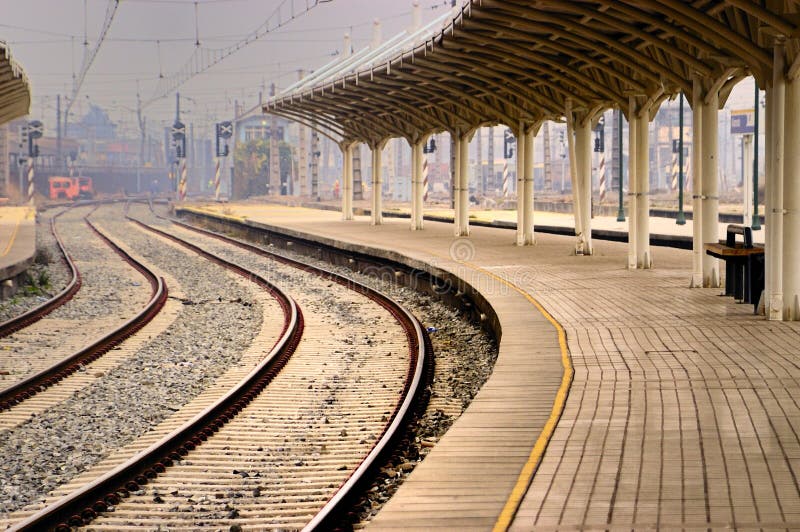 Railway lines stock photo. Image of steel, curve, electric 25307212
