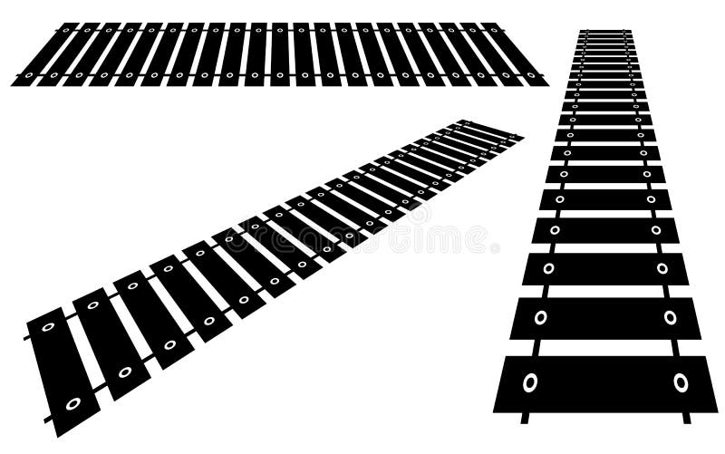 Railway, railroad in perspective stock illustration